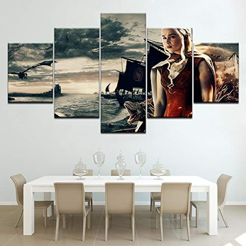 JSBVM Zuhause dekorativ Leinwanddruck Malerei Wandkunst 5 Stücke Game of Thrones Fernsehen Poster Für Wohnzimmer Wand Dekoration,A,30×50×2+30×70×2+30×80×1