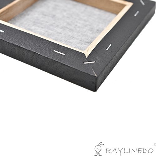 RayLineDo® Mini-Künstler-Leinwandrahmen, schwarz, 15 x 15 cm, für Öl-, Wasserfarben, Maltafel, flache Leinwand, 6 Stück, mit 1 Mini-Holzstaffelei