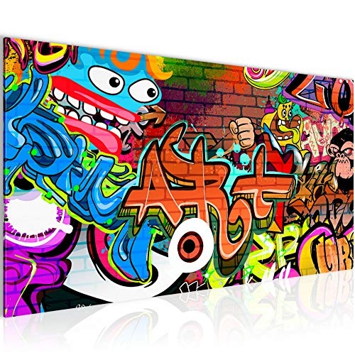 Bilder Graffiti Street Art Wandbild Vlies - Leinwand Bild XXL Format Wandbilder Wohnzimmer Wohnung Deko Kunstdrucke Bunt 1 Teilig - MADE IN GERMANY - Fertig zum Aufhängen 402112a