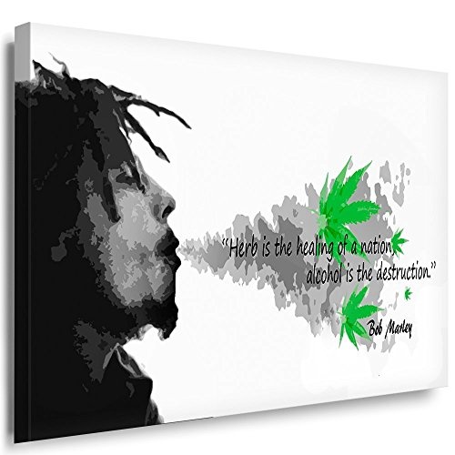 Julia-Art / Leinwand-Bild Bob Marley Jamaika - Sänger Legend Leinwanddruck, Kunstdruck sw24 Wandbild 70 x 50 cm