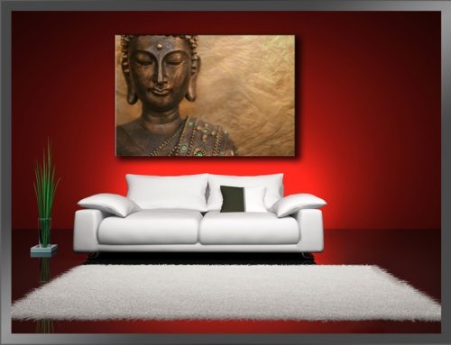 Visario Leinwandbilder 5041 Bild auf Leinwand Buddha, 120 x 80 cm