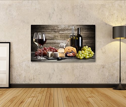 islandburner Bild Bilder auf Leinwand Wein und Käse Stillleben Wandbild, Poster, Leinwandbild EYD-2