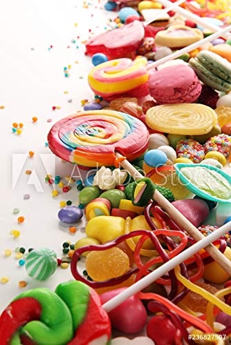 druck-shop24 Wunschmotiv: Candies with Jelly and Sugar. Colorful Array of Different Childs Sweets and Treats. #236827507 - Bild auf Leinwand - 3:2-60 x 40 cm / 40 x 60 cm