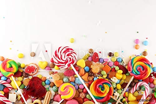 druck-shop24 Wunschmotiv: Candies with Jelly and Sugar. Colorful Array of Different Childs Sweets and Treats. #228580421 - Bild auf Leinwand - 3:2-60 x 40 cm / 40 x 60 cm