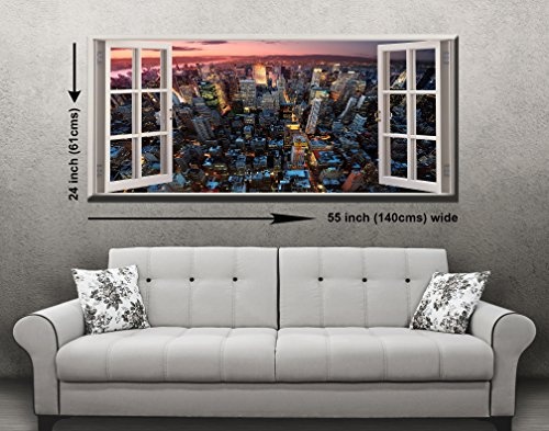 Ein Array von Canvas35 von Squares Fenster Panorama Kunstdruck gerahmt XXL 139,7 x 61 cm auf 4 breit x 2 Fuß High fertig zu hängen, Leinwand, mehrfarbig, 127 x 50 x 4 cm