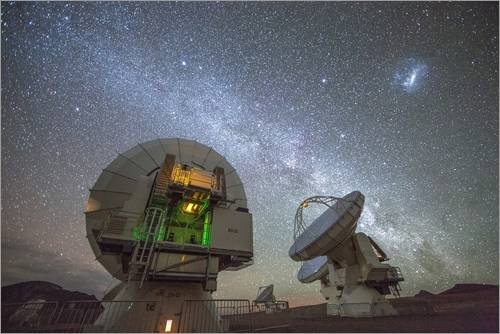 Posterlounge Leinwandbild 60 x 40 cm: Sterne über Observatorium ALMA von Dave Yoder/National Geographic - fertiges Wandbild, Bild auf Keilrahmen, Fertigbild auf echter Leinwand, Leinwanddruck