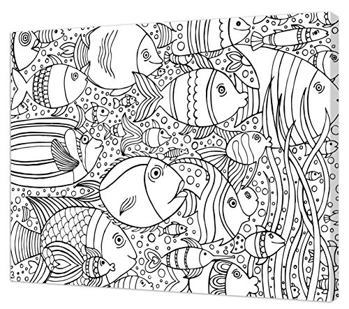 Pintcolor 7171.0 Keilrahmen mit Leinwand Bedruckt zum Ausmalen, Tannenholz/Baumwolle, Weiß/Schwarz, 50 x 40 x 3.5 cm