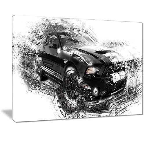 Digital Art PT2650-32-16 Black and White Muscle Car Kunstdruck auf Leinwand, Motiv 0 30 H x 40 W x 1 D 1P 0