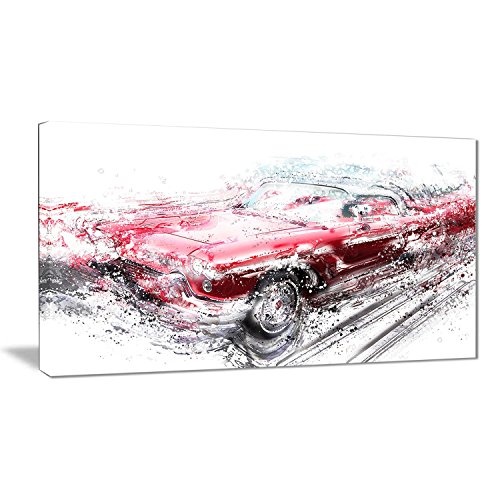 Digital art PT2642-32-16 Red Low Rider Cabrio Car Kunstdruck auf Leinwand, Motiv 0 32x16 0