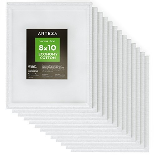 ARTEZA Leinwand | 20,3cm x 25,4cm Großpackung mit 14 | Weiß, Grundiert 100% Baumwolle | Ideal für Malerei, Acrylgießen, Ölfarben & Nasse Kunstmedien | Leinwände für Profis & Hobbymaler