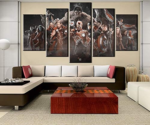 MIYCOLOR 5 Stücke Leinwand Kunst Avengers Infinity War Film Moderne dekorative Gemälde auf Leinwand Wandkunst für Inneneinrichtungen Wanddekor, 40x60 40x80 40x100