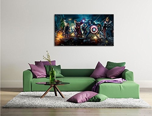 Marvel Helden Format 120x80 cm Bild auf Leinwand, XXL riesige Bilder fertig gerahmt mit Keilrahmen, Kunstdruck auf Wandbild mit Rahmen