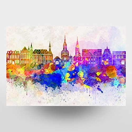 artboxONE Poster 120x80 cm Aachen Skyline in Watercolor von Künstler Paul Rommer