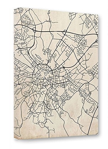artboxONE Leinwand 150x100 cm Städte Reise "Aachen Germany Map" beige Kunstdruck auf Leinwand - Wandbild Städte Reise von David Springmeyer
