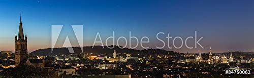 druck-shop24 Wunschmotiv: Aachen Nacht Skyline Panorama #84750062 - Bild auf Leinwand - 3:2-60 x 40 cm / 40 x 60 cm