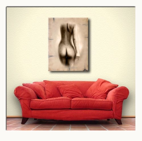 INSIGHT - Frau von hinten mit nacktem schönem Po - Akt Erotik Bild auf Leinwand mit Keilrahmen direkt vom Künstler - moderne Kunst fertig zum Aufhängen - erotische Wandbilder - in EINWEG Verpackung -