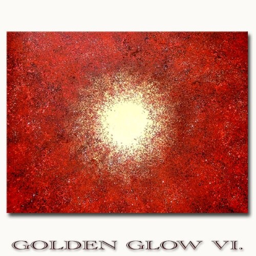 Original Acrylgemälde abstrakt - GOLDEN GLOW VI. - Gemälde mit Goldsplitter - Unikat handgemalt abstrakte Kunst - in EINWEG Verpackung -
