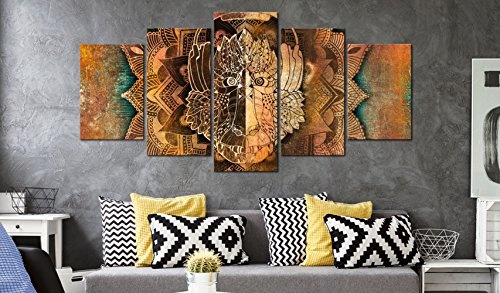 murando - Bilder 200x100 cm Vlies Leinwandbild 5 TLG Kunstdruck modern Wandbilder XXL Wanddekoration Design Wand Bild - AFFE Gold Ornament n-A-0051-b-n