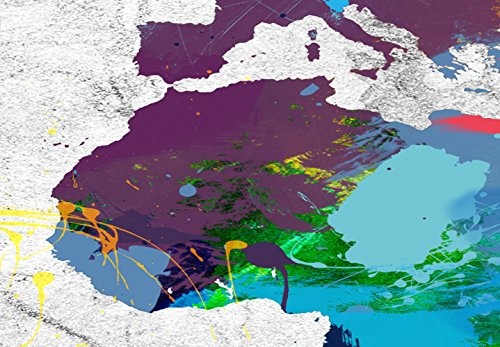 murando - Bilder Weltkarte 225x90 cm Vlies Leinwandbild 5 Teilig Kunstdruck modern Wandbilder XXL Wanddekoration Design Wand Bild - Abstrakt bunt Landkarte Reise k-A-0179-b-p