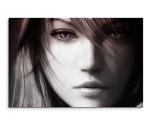 Final Fantasy Lightning Face Wandbild 120x80cm XXL Bilder und Kunstdrucke auf Leinwand