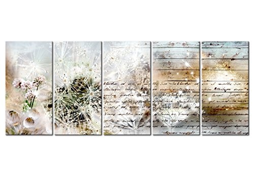 murando - Bilder Pusteblume 200x80 cm Vlies Leinwandbild 5 Teilig Kunstdruck modern Wandbilder XXL Wanddekoration Design Wand Bild - Blumen Abstrakt f-C-0172-b-n