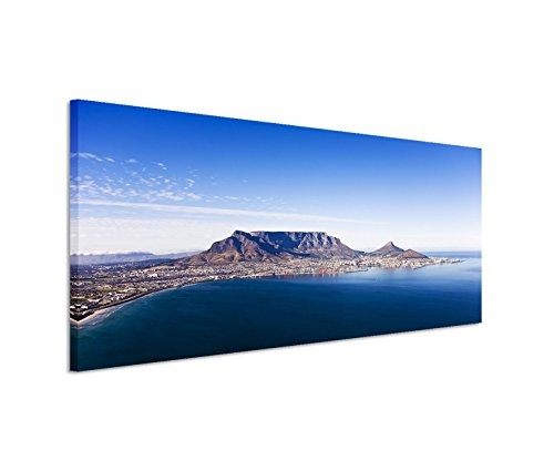 150x50cm Leinwandbild auf Keilrahmen Südafrika Kapstadt Berge Meer Wandbild auf Leinwand als Panorama
