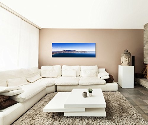 150x50cm Leinwandbild auf Keilrahmen Südafrika Kapstadt Berge Meer Wandbild auf Leinwand als Panorama