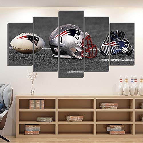 Karen Max Wandbild, Motiv: New England Patriots Fußball, Helm, Handschuhe Size1:12x16inx2,12x24inx2,12x32inx1Frame