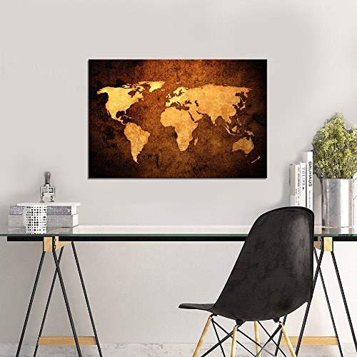 Visario Leinwandbilder 5162 Bilder auf Leinwand Weltkarte, 120 x 80 cm