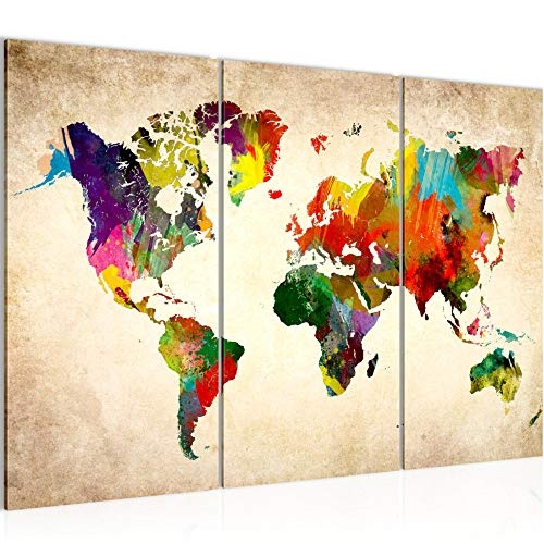 Bilder Weltkarte World map Wandbild 120 x 80 cm Vlies -...