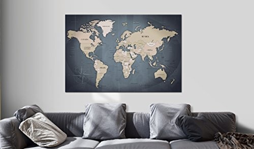 murando - Weltkarte Pinnwand 120x80 cm Bilder mit Kork Rückwand 1 Teilig Vlies Leinwandbild Korktafel Fertig Aufgespannt Wandbilder XXL Kunstdrucke Landkarte k-A-0056-p-d