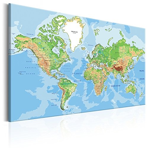 murando - Weltkarte Pinnwand 90x60 cm Bilder mit Kork Rückwand 1 Teilig Vlies Leinwandbild Korktafel Fertig Aufgespannt Wandbilder XXL Kunstdrucke Landkarte k-C-0026-p-a