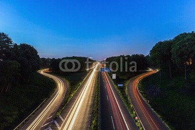 Leinwand-Bild 140 x 90 cm: "Autobahnkreuz Aachen bei Nacht", Bild auf Leinwand