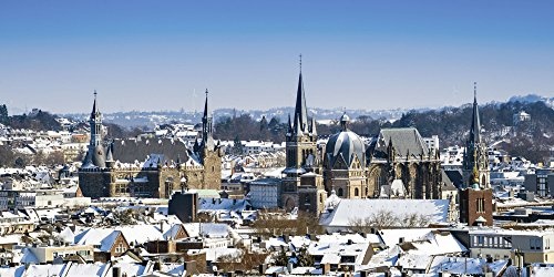 Artland Qualitätsbilder I Bild auf Leinwand Leinwandbilder Wandbilder 60 x 30 cm Städte Deutschland Aachen Foto Blau B7LR Aachen im Winter