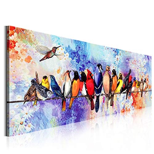 Hianiquaime Wandbild Gemälde Singende Vögel im Frühling Hochwertiger Leinwand Bilder Poster Drucken Moderne Kunstdruck für Zuhause Wohnzimmer Schlafzimmer Küche Hotel Büro Geschenk