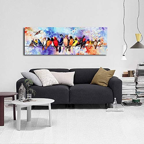 Hianiquaime Wandbild Gemälde Singende Vögel im Frühling Hochwertiger Leinwand Bilder Poster Drucken Moderne Kunstdruck für Zuhause Wohnzimmer Schlafzimmer Küche Hotel Büro Geschenk