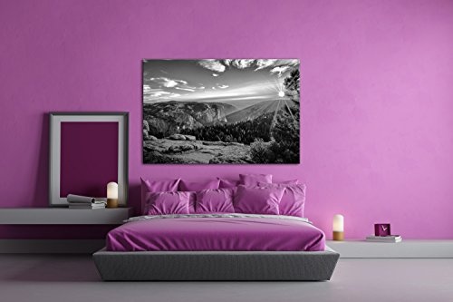 deyoli Zauberhafter Sonnenaufgang über gewaltiger Landschaft Effekt: Schwarz/Weiß Format: 120x80 als Leinwandbild, Motiv auf Echtholzrahmen, Hochwertiger Digitaldruck mit Rahmen, Kein Poster