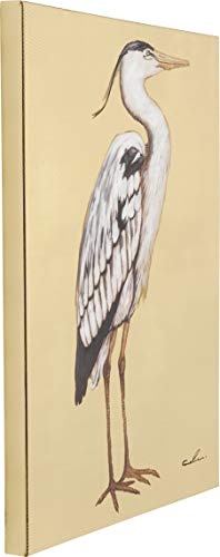 Kare Design Bild Touched Heron Right, XXL Leinwandbild auf Keilrahmen, Wanddekoration mit Vogel, bunt, Gold (H/B/T) 70x50x4cm