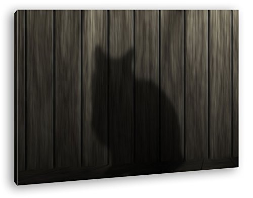 deyoli Schatten Einer Katze Effekt: Zeichnung Format: 120x80 als Leinwandbild, Motiv fertig gerahmt auf Echtholzrahmen, Hochwertiger Digitaldruck mit Rahmen, Kein Poster oder Plakat